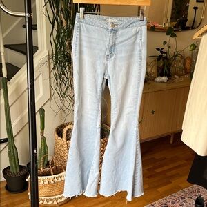 Free People Float On Light Wash Flare Jeans - Pale Blue 24 XS